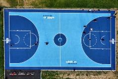 Aerial view of refurbished Northridge Way basketball court